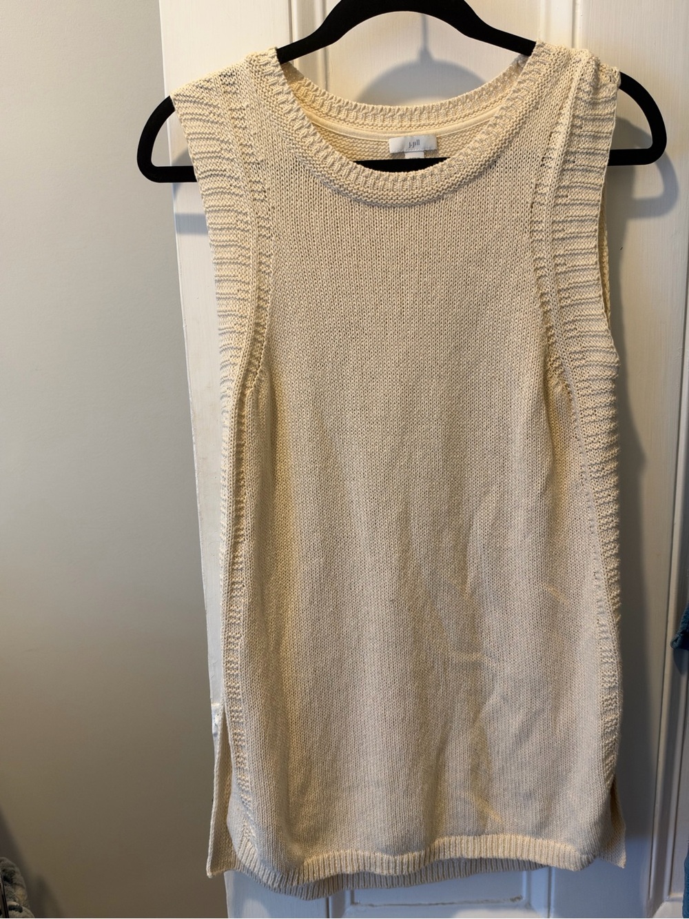 J. Jill Cream Sleeveless Cotton Knit Sweater Tank Tunic Size Small